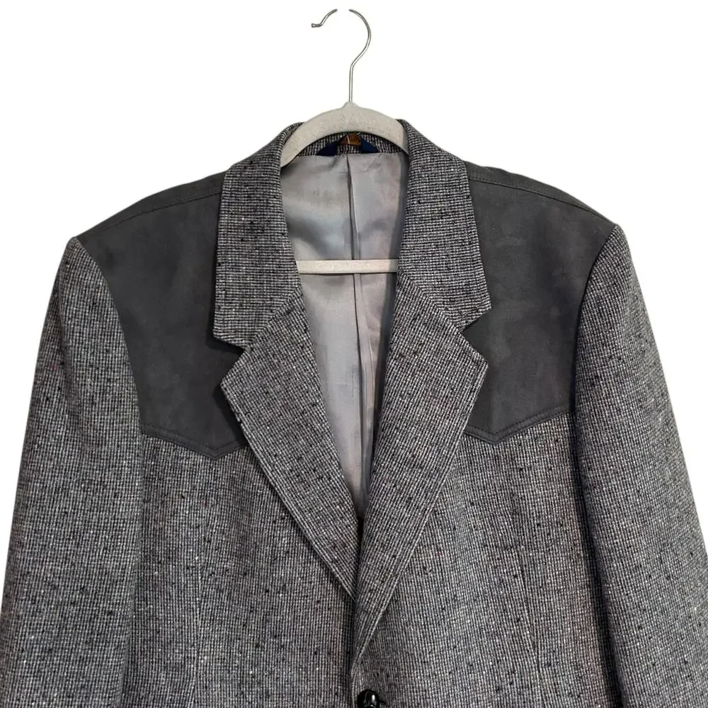 Pendleton Wool Suede Western Blazer Men’s 46R Large Gray USA Made